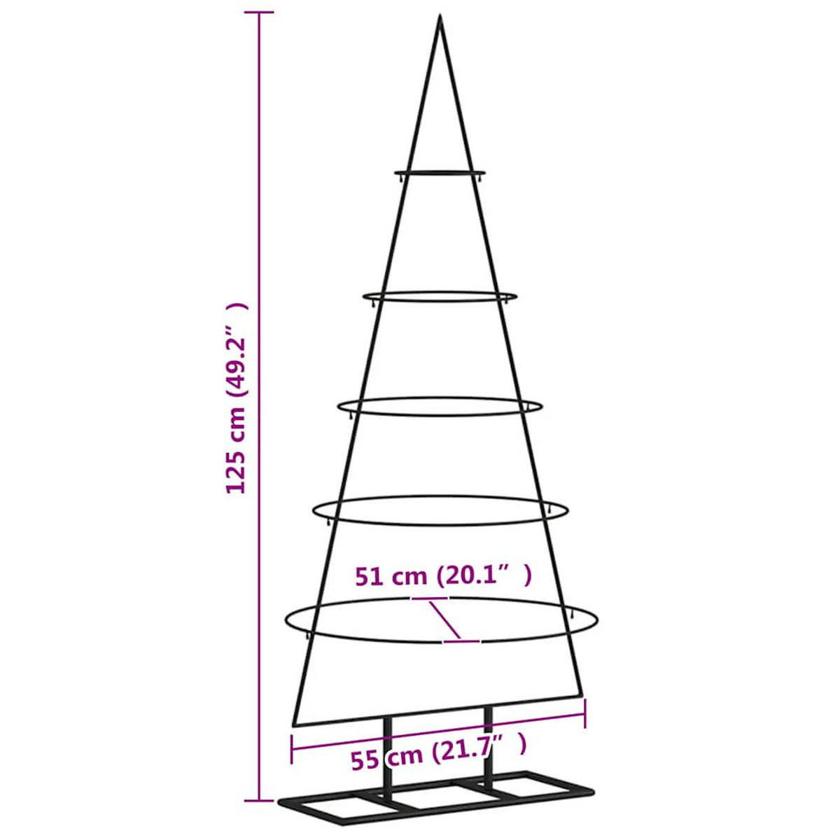 WEIHNACHTSBAUM Metall 125 Cm Pulverbeschichteter Stahl - Schwarz, Metall (125cm) - vidaXL