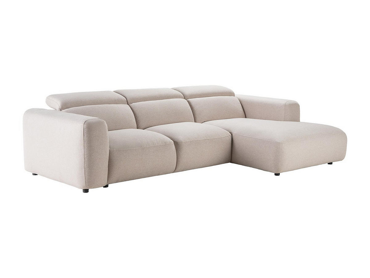 ECKSOFA rechts – melierter Stoff – Beige – NELORIM - Beige, Textil (279/175cm) - Vente-Unique