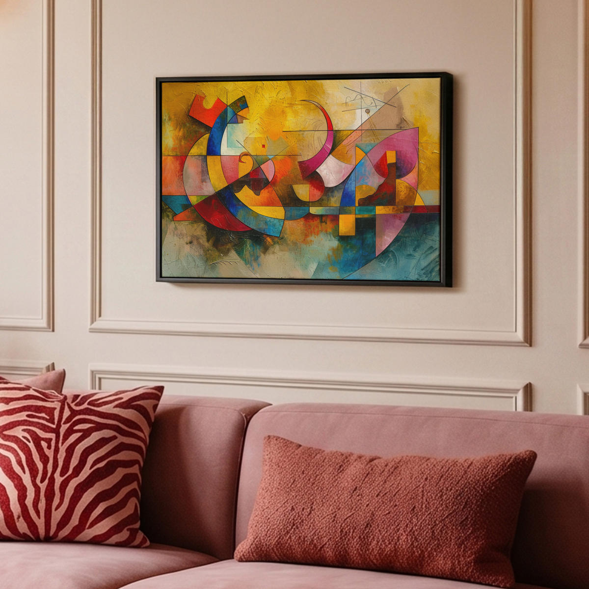 LEINWAND Bilder mit Rahmen - Kunst - Abstrakt - Modern - 60x40 - Gelb, Textil (60/40cm) - MuchoWow