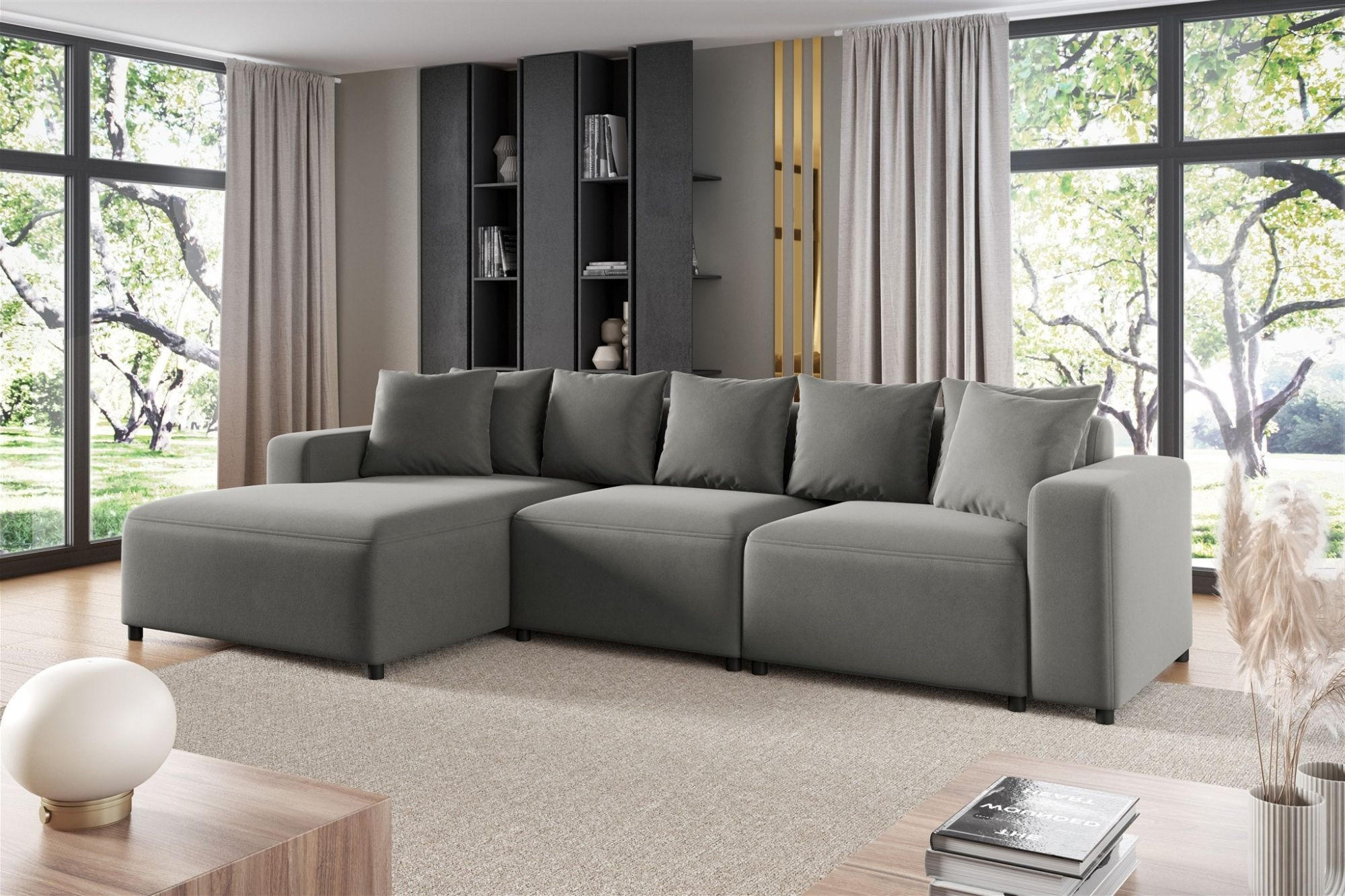 ECKSOFA Megan In Salvador - Grau, Holzwerkstoff/Textil (331/165cm) - Fun Möbel