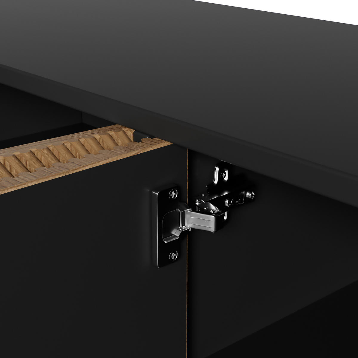 SIDEBOARD mit Rautenmuster-Türen – 160/40/40cm - Schwarz, Holzwerkstoff/Metall (160/75/40cm) - Urban Meuble