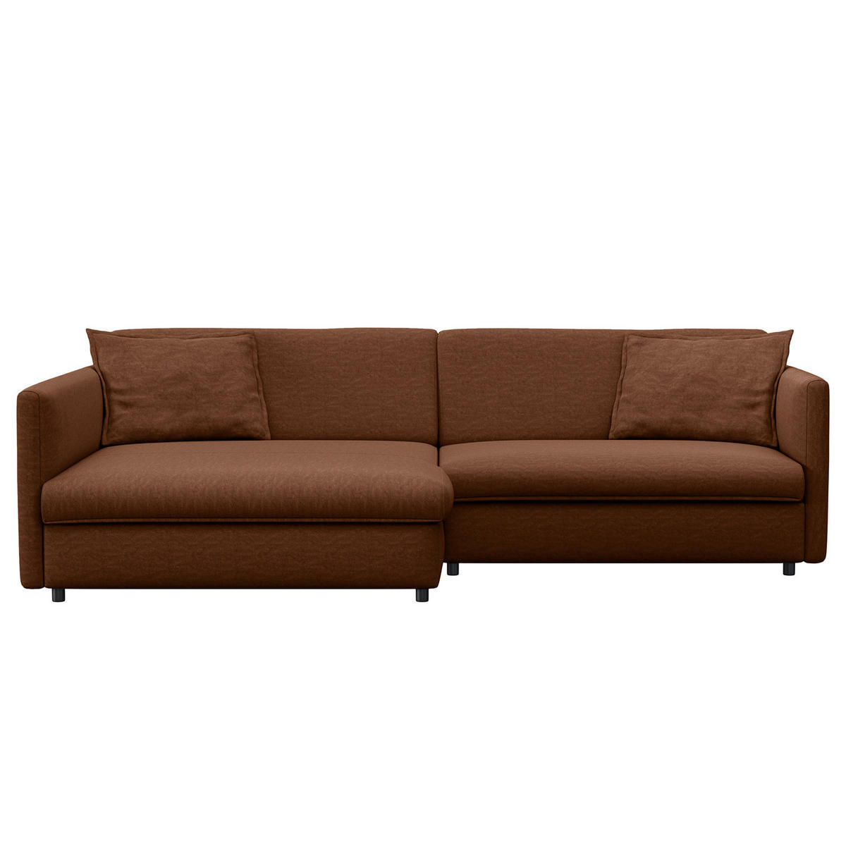 ECKSOFA mit Longchair - Schwarz/Braun, Kunststoff/Textil (290/183cm) - home24