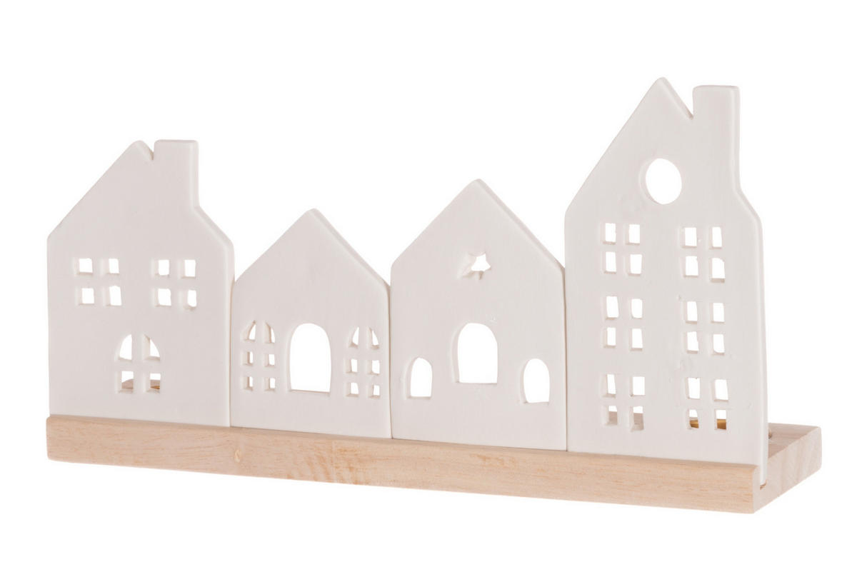 KERZENSTÄNDER Stadt Porzellan 30/8/16 cm - Weiß, Keramik (30.2/16/7.7cm)