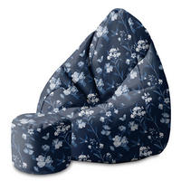 SITZSACK MIT FUßSTÜTZE Velvet 2-tlg Small Flowers on Dark M - Schwarz, Textil (80/120/80cm) - Dreamroots
