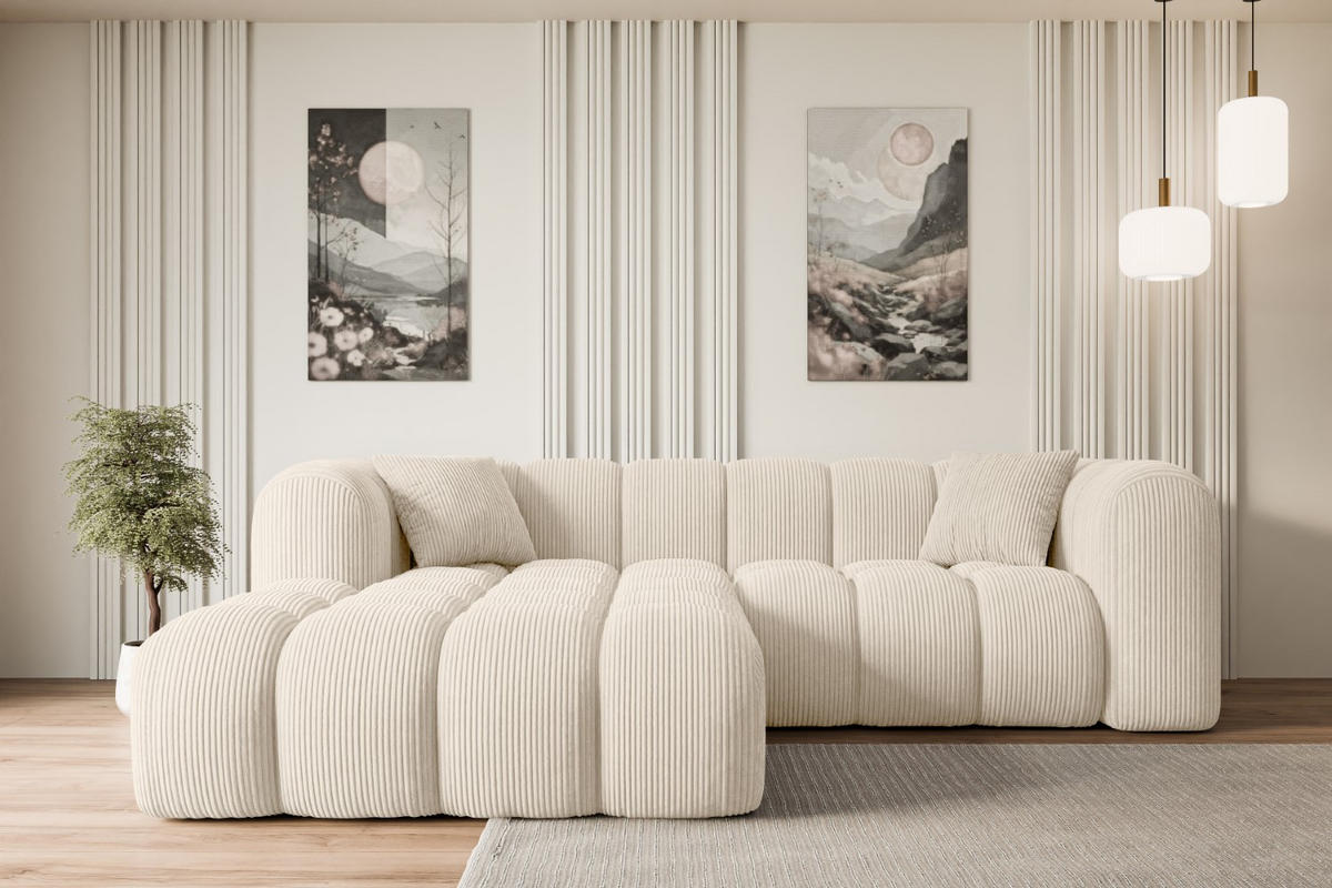 ALTDECOR Ecksofa Ottomane Links OLEA-L1 Beige Cord