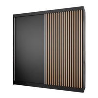 SCHRANK Schwarz Lamellen Craft Gold 200 cm - Schwarz, Holzwerkstoff (200/215/61cm) - Sepro Meble