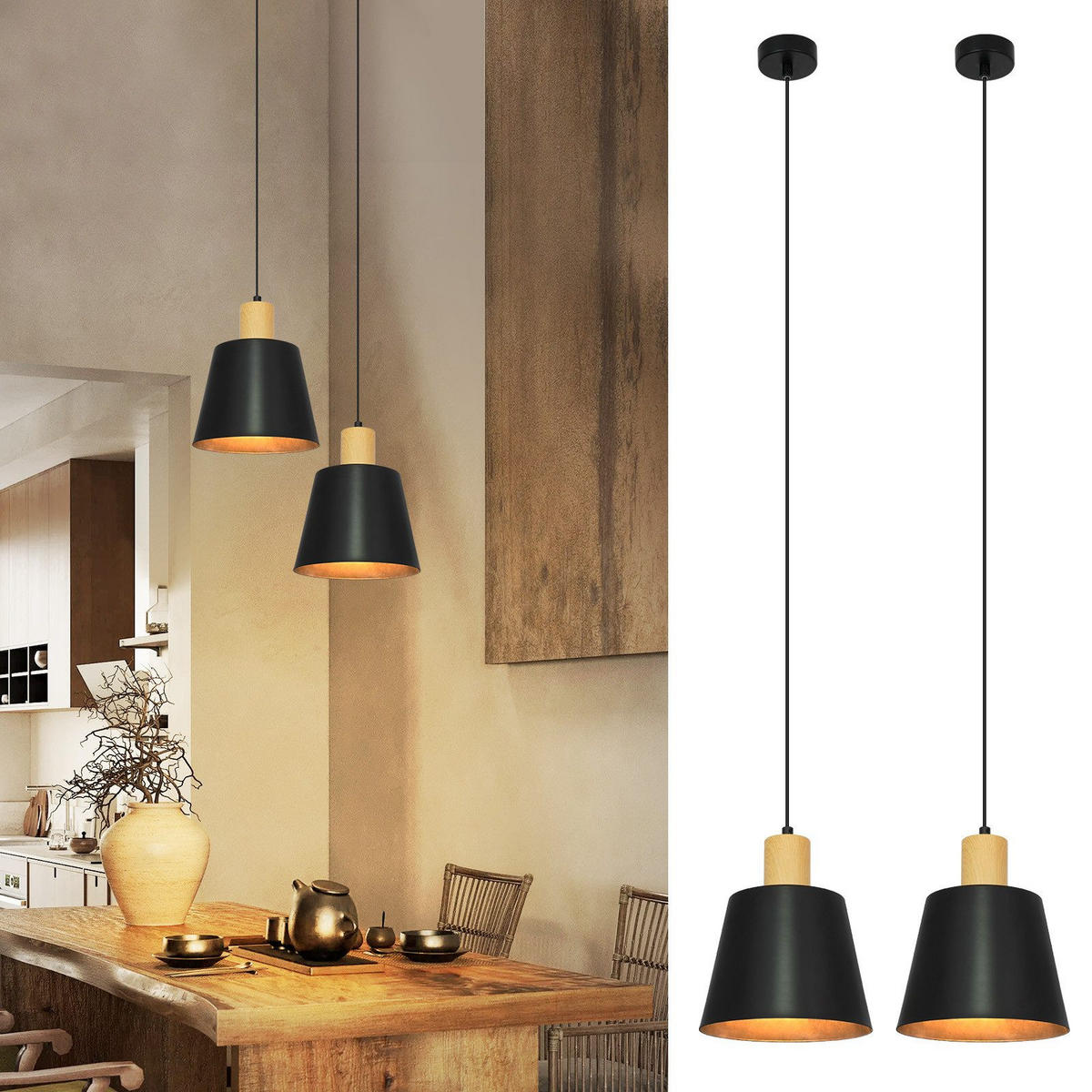 KRONLEUCHTER Hellanar 20.0/20.0/149.0 cm (2er-set) - Schwarz, Metall (149/20/20cm) - ZMH