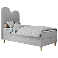 BOXBETT FLOW 90/180 Hellgrau Velvet - H3 - Hellgrau, Holz/Textil (90/180cm) - MKS
