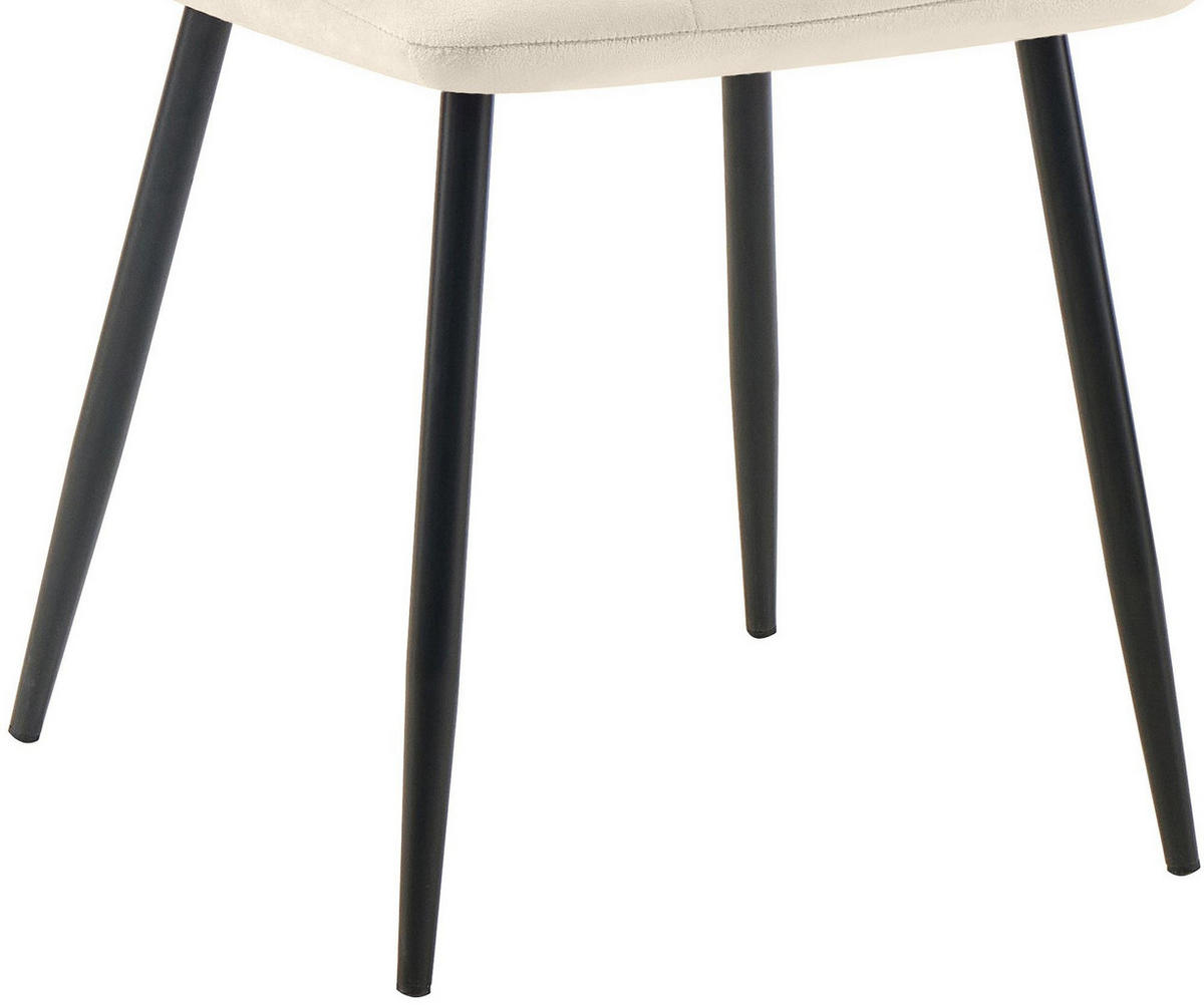 STUHL 2er Set Samt Creme - Creme/Schwarz, Textil/Metall (45/84/55cm) - CLP