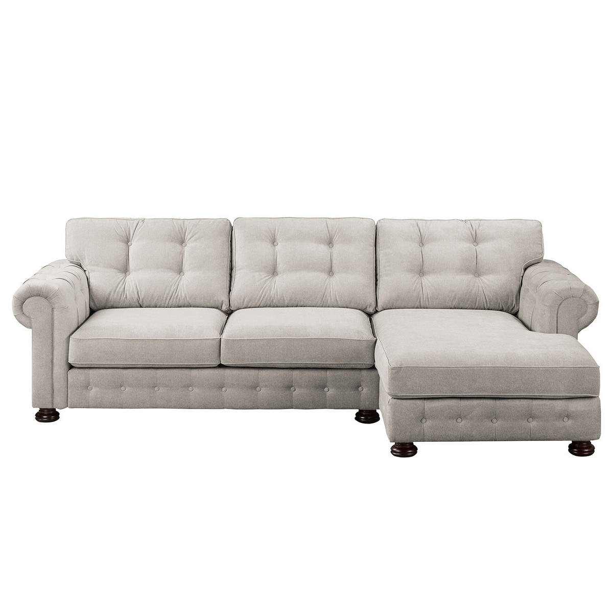 ECKSOFA mit Longchair - Microfaser - Grau, Textil (302/166cm) - home24