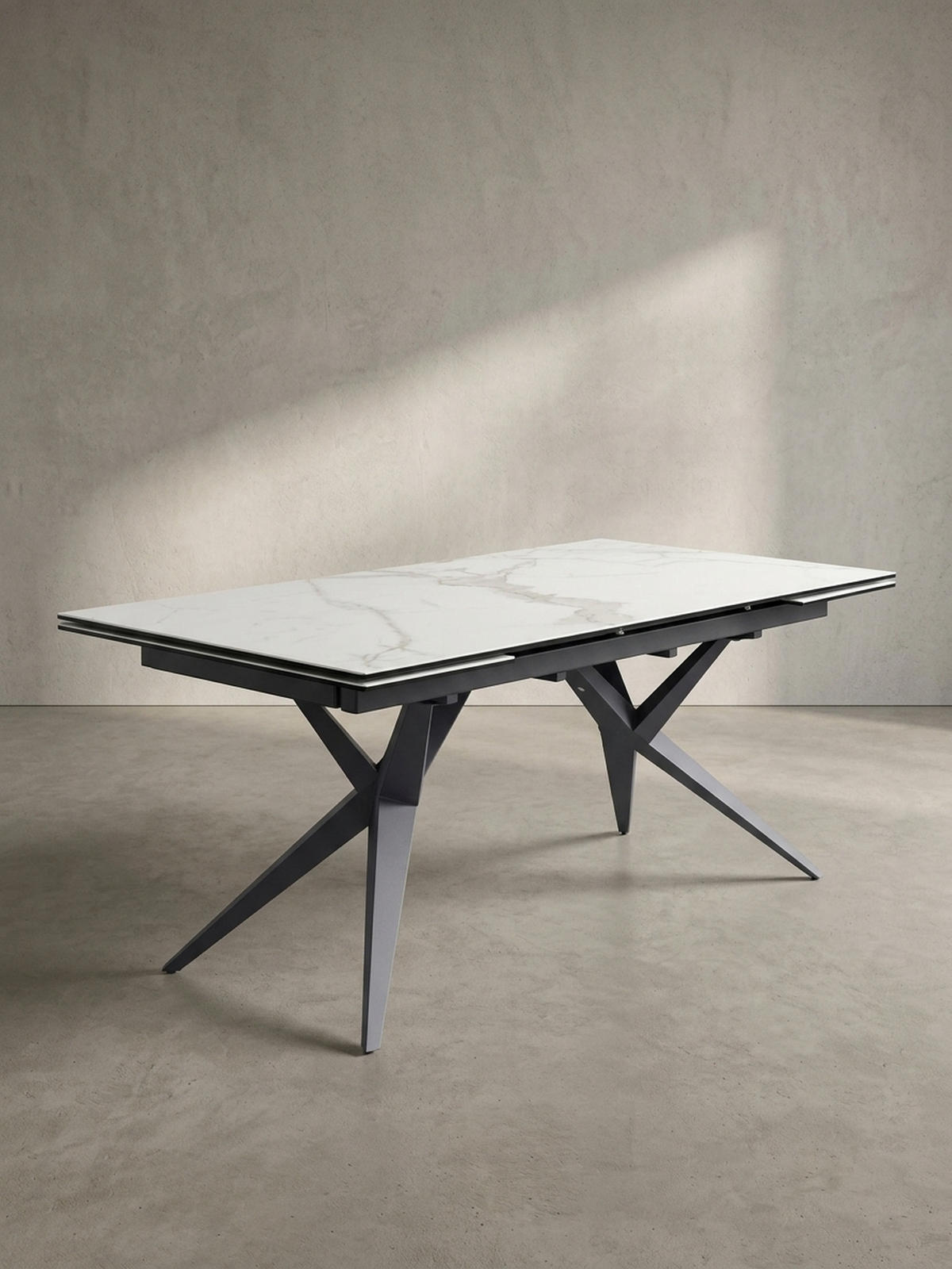 ESSTISCH Ausziehbar Keramik Glas Marmoroptik Groß, Weiß 180x95x76 cm - Schwarz/Weiß, Keramik/Metall (95/180/76cm) - KADIMA DESIGN
