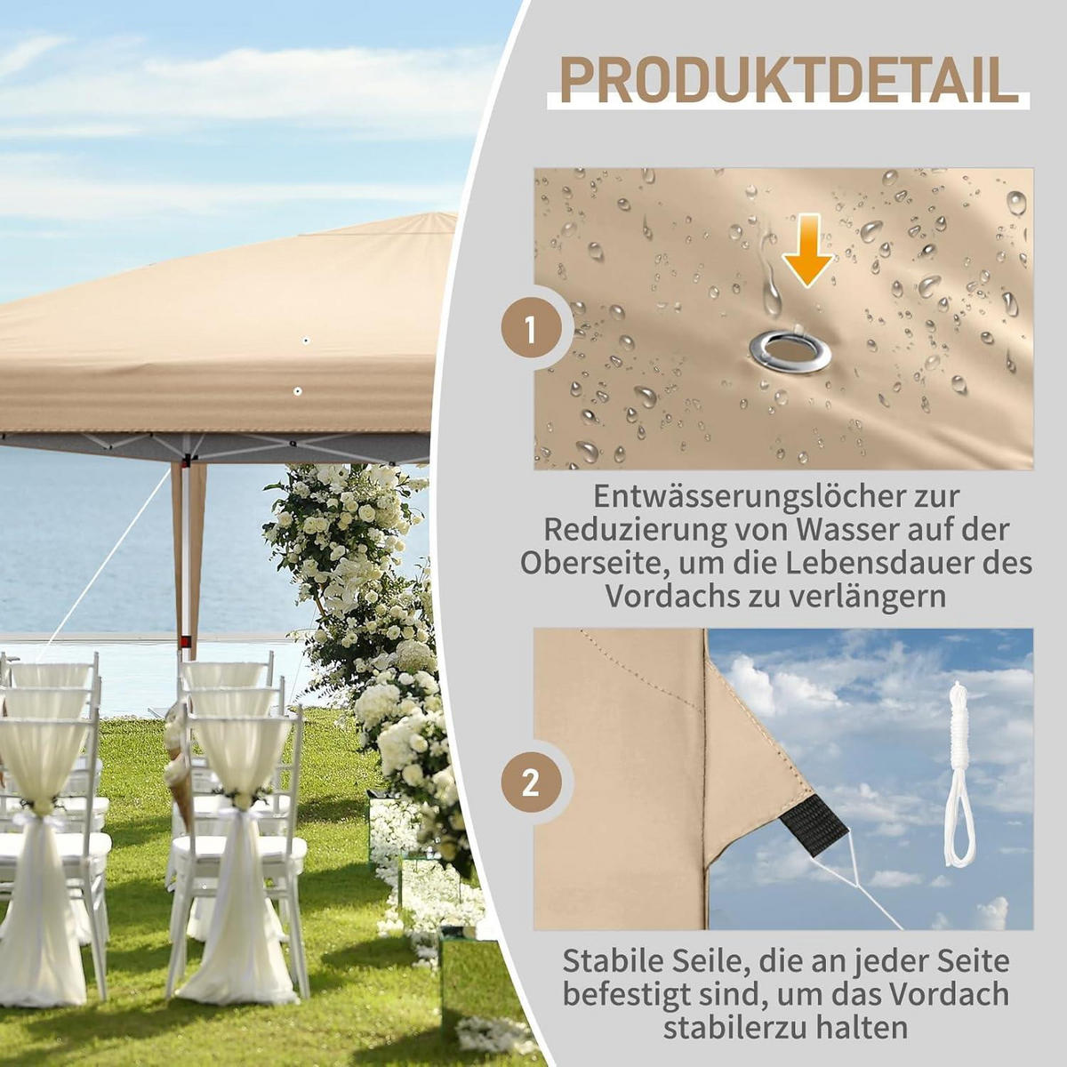 FALTPAVILLON 3x6 m Khaki mit 6 Seitenteilen - Olivgrün, Textil (300/265/600cm)