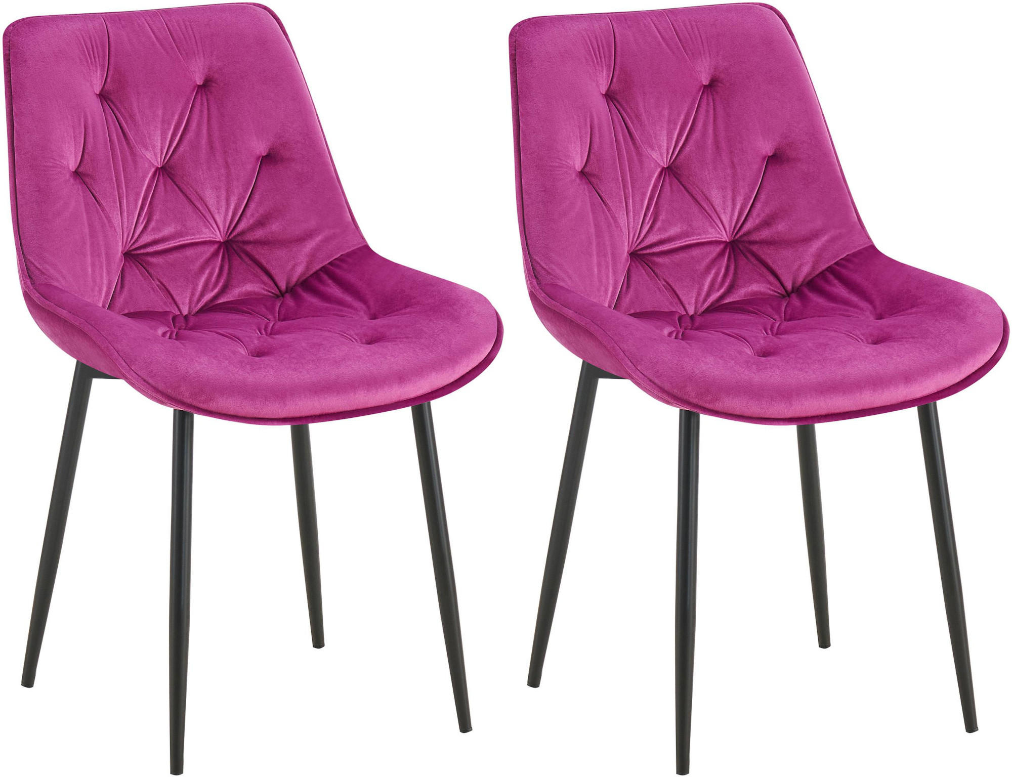 STUHL 2er Set Samt lila - Lila/Schwarz, Textil/Metall (52/84/59cm) - CLP