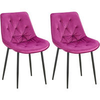 STUHL 2er Set Samt lila - Lila/Schwarz, Textil/Metall (52/84/59cm) - CLP
