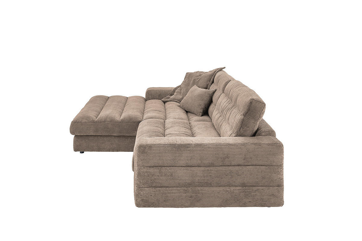 ECKSOFA LANA SOFA Taupe Cord - Taupe/Schwarz, Textil (296/205cm) - KAWOLA