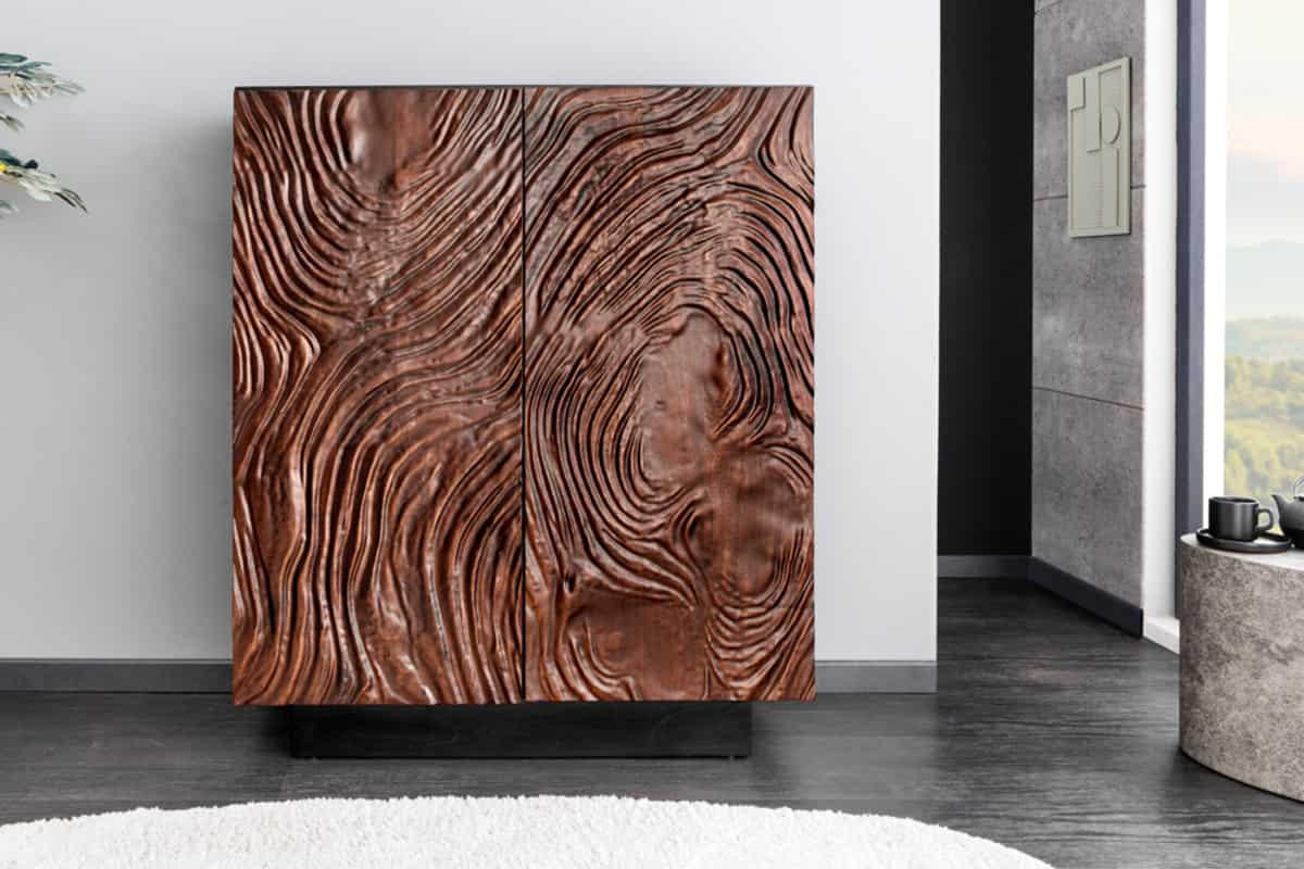 HIGHBOARD FLUID Braun Akazie 110cm - Schwarz/Braun, Holz (100/110/38cm) - riess-ambiente