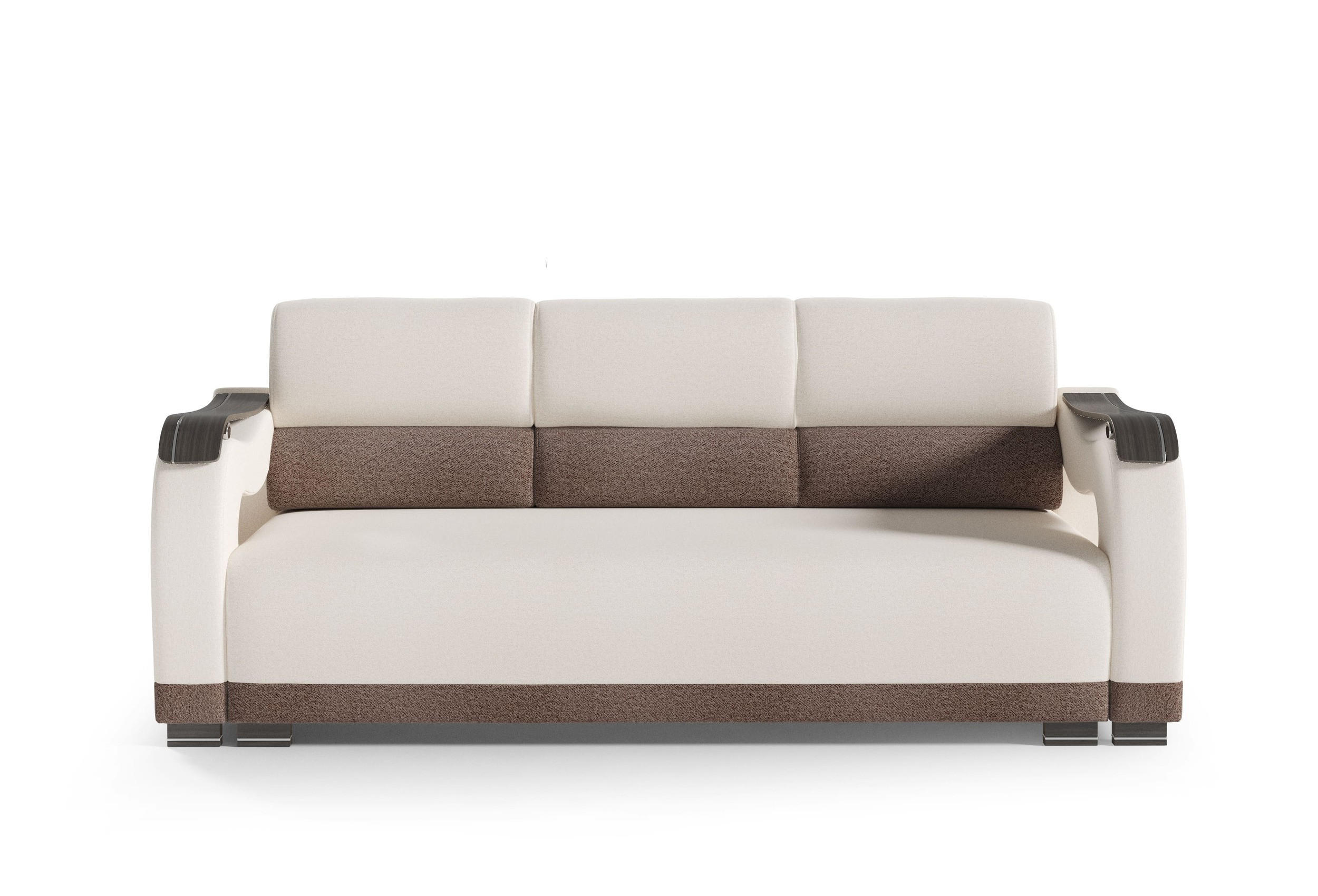 SCHLAFSOFA - Bettsofa Muscari II - Beige + Braun (Loca 12 + Loca 03) - Braun, Holz (227/90/92cm) - Möblo