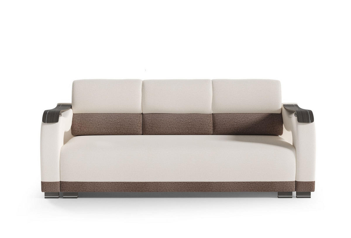 SCHLAFSOFA - Bettsofa Muscari II - Creme + Braun (Element 17 + Element 5) - Creme, Holz (227/90/92cm) - Möblo