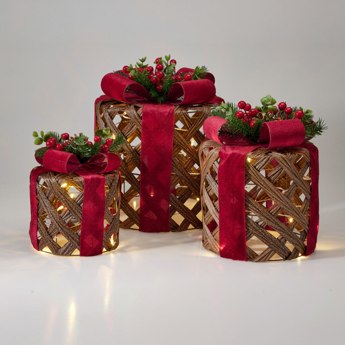 WEIHNACHTSDEKORATION 3er-Set - Braun, Metall (25/30/25cm) - Home Styling Collection