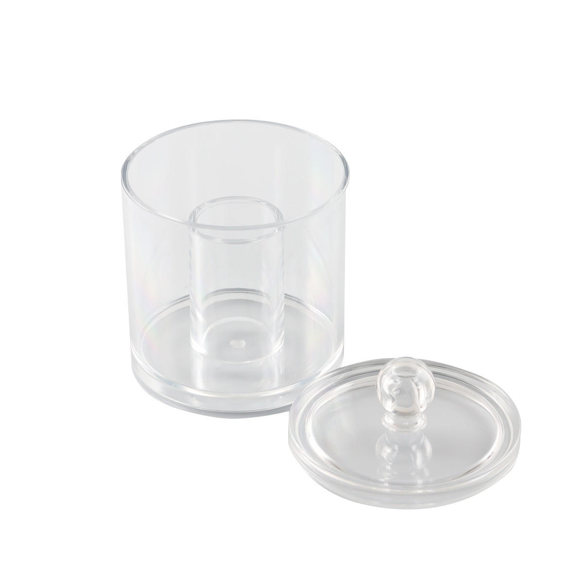WATTESTÄBCHEN Behälter mit Deckel, rund - Transparent, Kunststoff (10/12.5/10cm) - bremermann