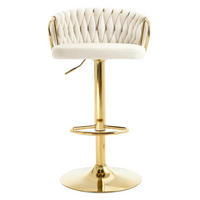 BARHOCKER drehbar höhenverstellbar Samt Cremeweiß - Weiß, Metall (49.5/98/50.5cm) - Meubliv