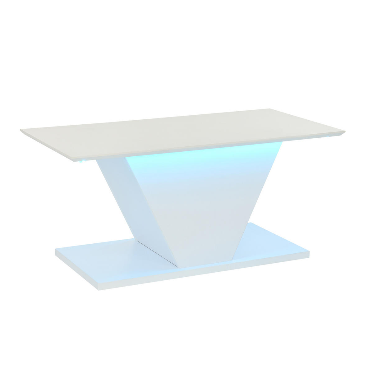 COUCHTISCH TV-Schrank mit LED App Steuerung, V-Design, 100x50x46cm, MDF Tragkraft 30kg Stauraum Weiß - Weiß, Holzwerkstoff (100/50/46cm) - EVRYAE