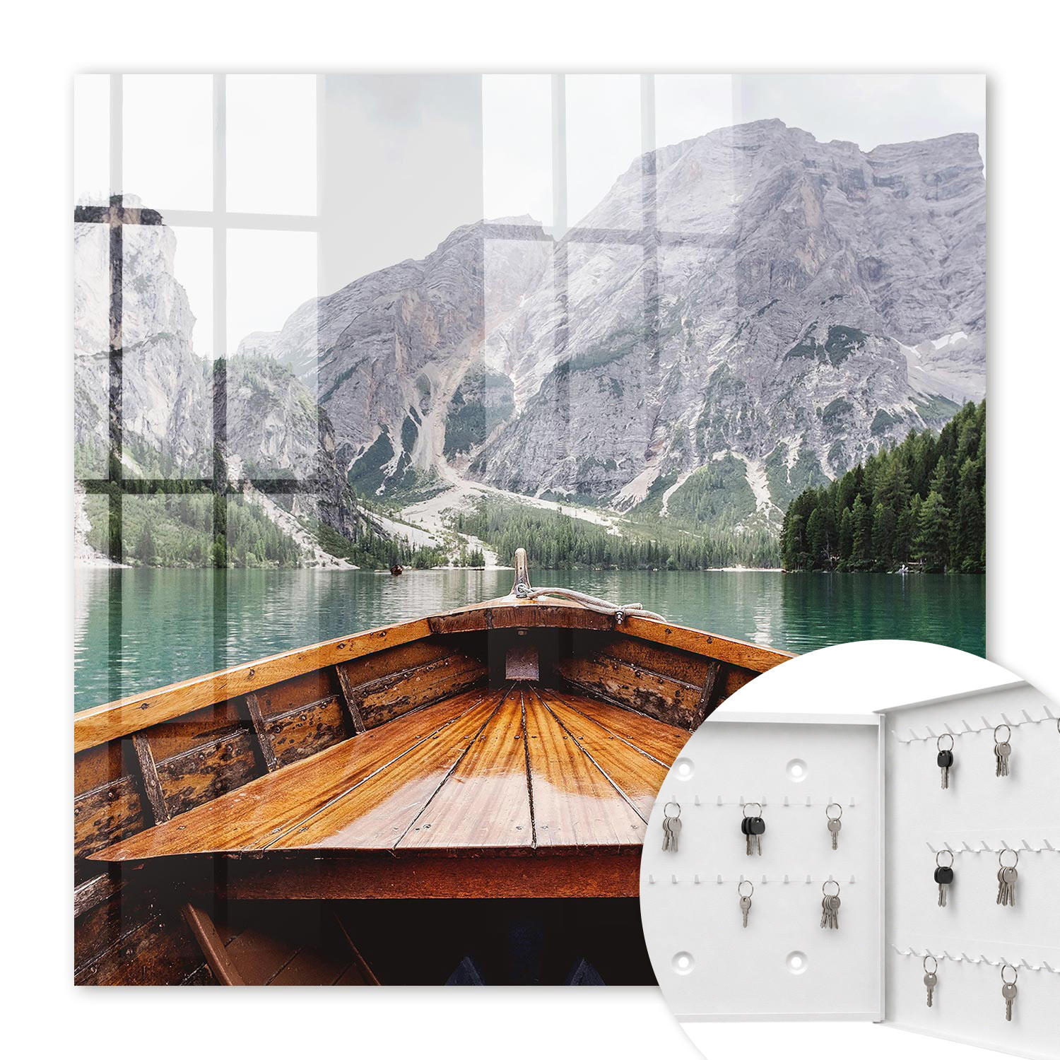 SCHLÜSSELBOX Weiß 30x30 cm – Türöffnung nach rechts - Bergsee - Türkis, Metall (30/30/5cm) - TULUP