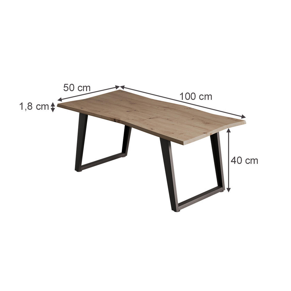 COUCHTISCH Yan Artisan 100 x 50 cm - Hellgrau, Holzwerkstoff (50/100/40cm) - Vicco