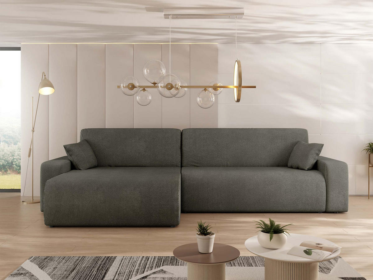 ECKSOFA Piano - Schwarz/Braun, Holz/Kunststoff (274/145cm) - MIRJAN24