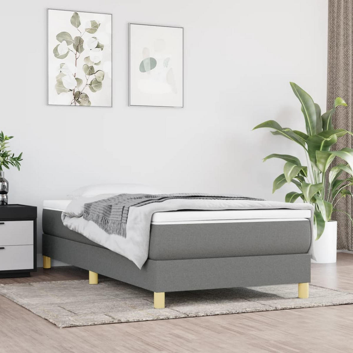 BOXBETT Mit Matratze Dunkelgrau 80/200 Cm Stoff - Weiß, Textil (80/200cm) - vidaXL