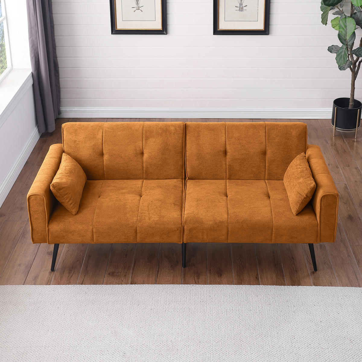 SCHLAFSOFA 175/71/71 cm Orange Cord - Orange, Textil (175/71/71cm) - Oxeza