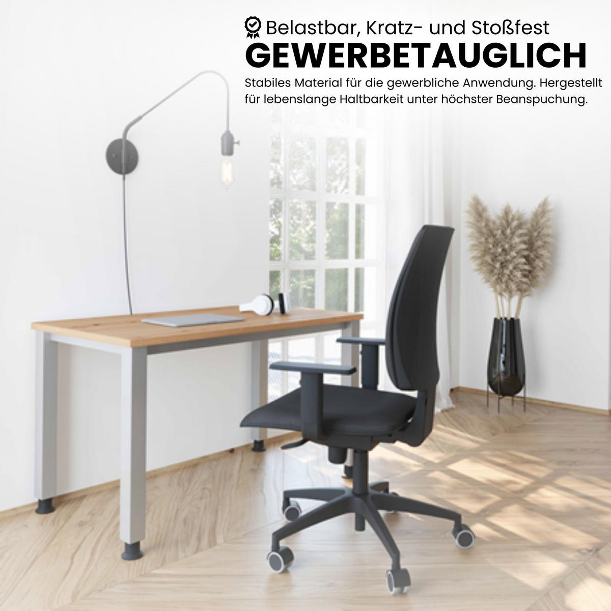 SCHREIBTISCH Serie-Q (Mini) 67,2/140/74 cm in Weiß/Graphitfarben - Graphitfarben/Weiß, Holzwerkstoff (67.2/140/74cm) - bümö