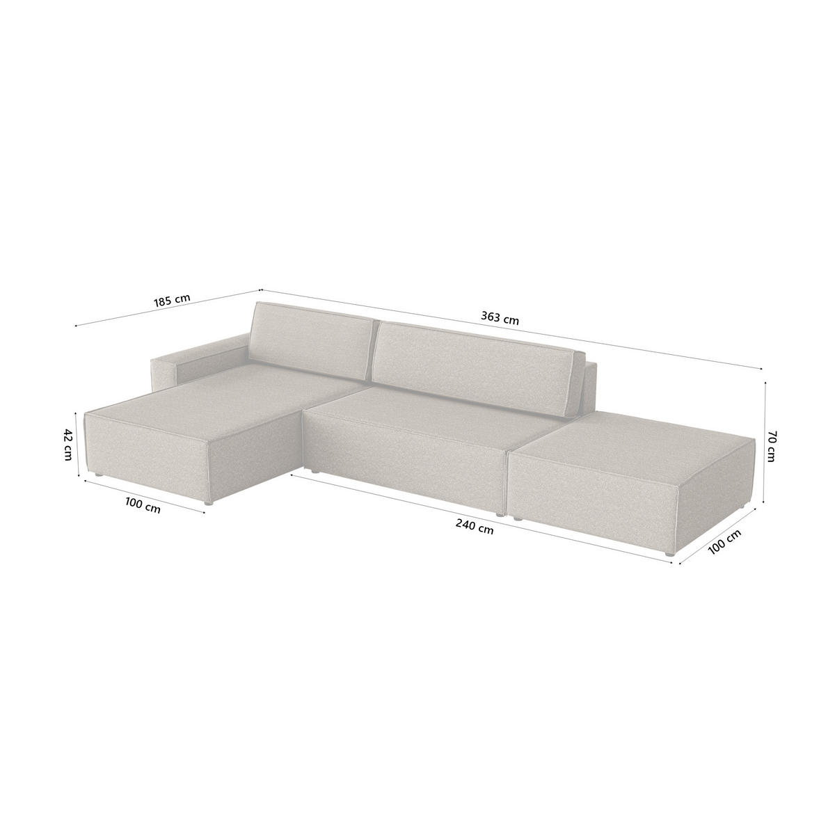 ECKSOFA Lummo La mit Schlaffunktion, Braun - Braun, Textil (363/185cm) - Fedve