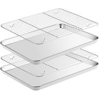 BACKBLECH mit Abkühlgitter 4-teiliges Set 40,5 x 30,5 cm - Silberfarben, Metall (30.5/2.5/40.4cm)