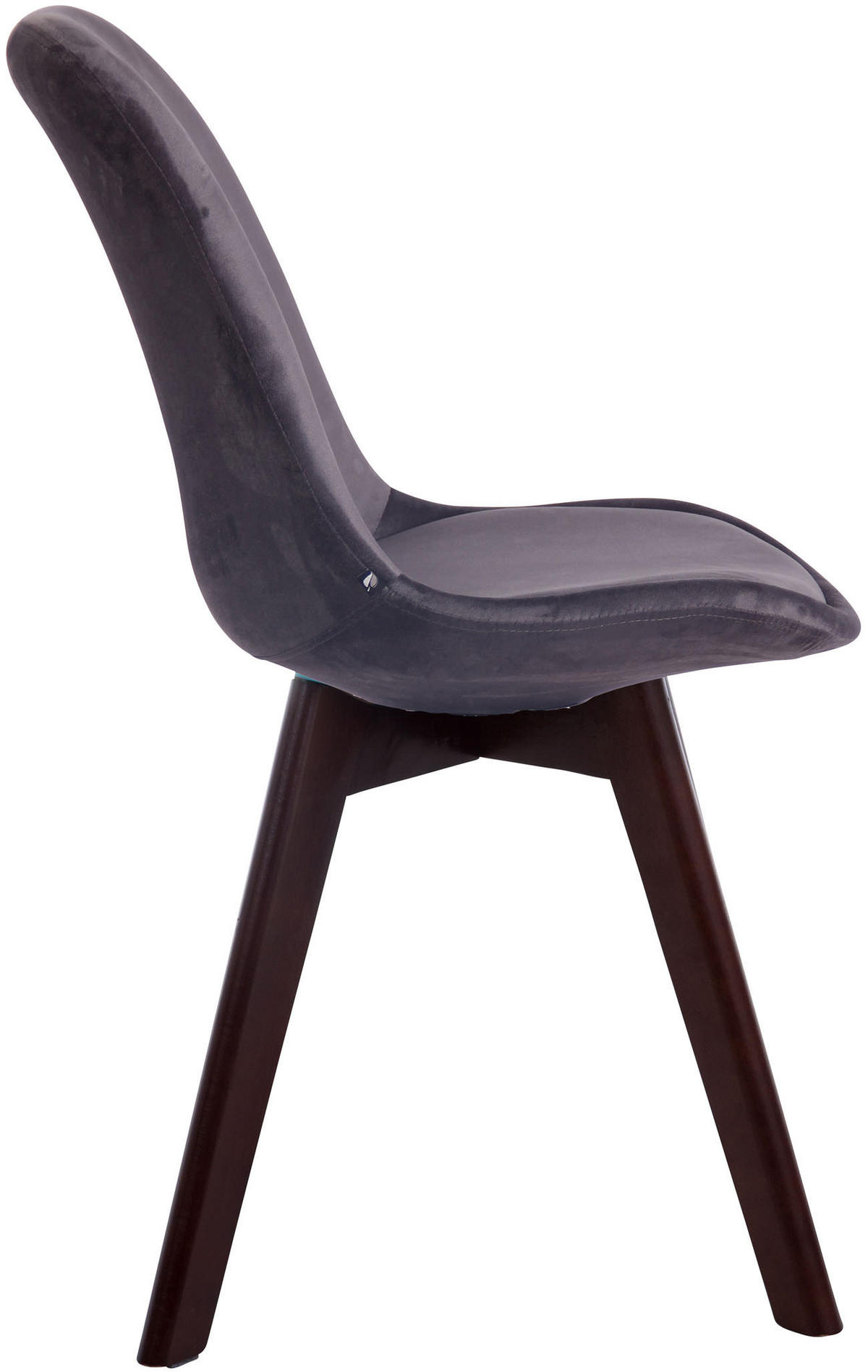 STUHL Samt dunkelgrau - Dunkelgrau/Walnussfarben, Holz/Textil (48/84/55cm) - CLP