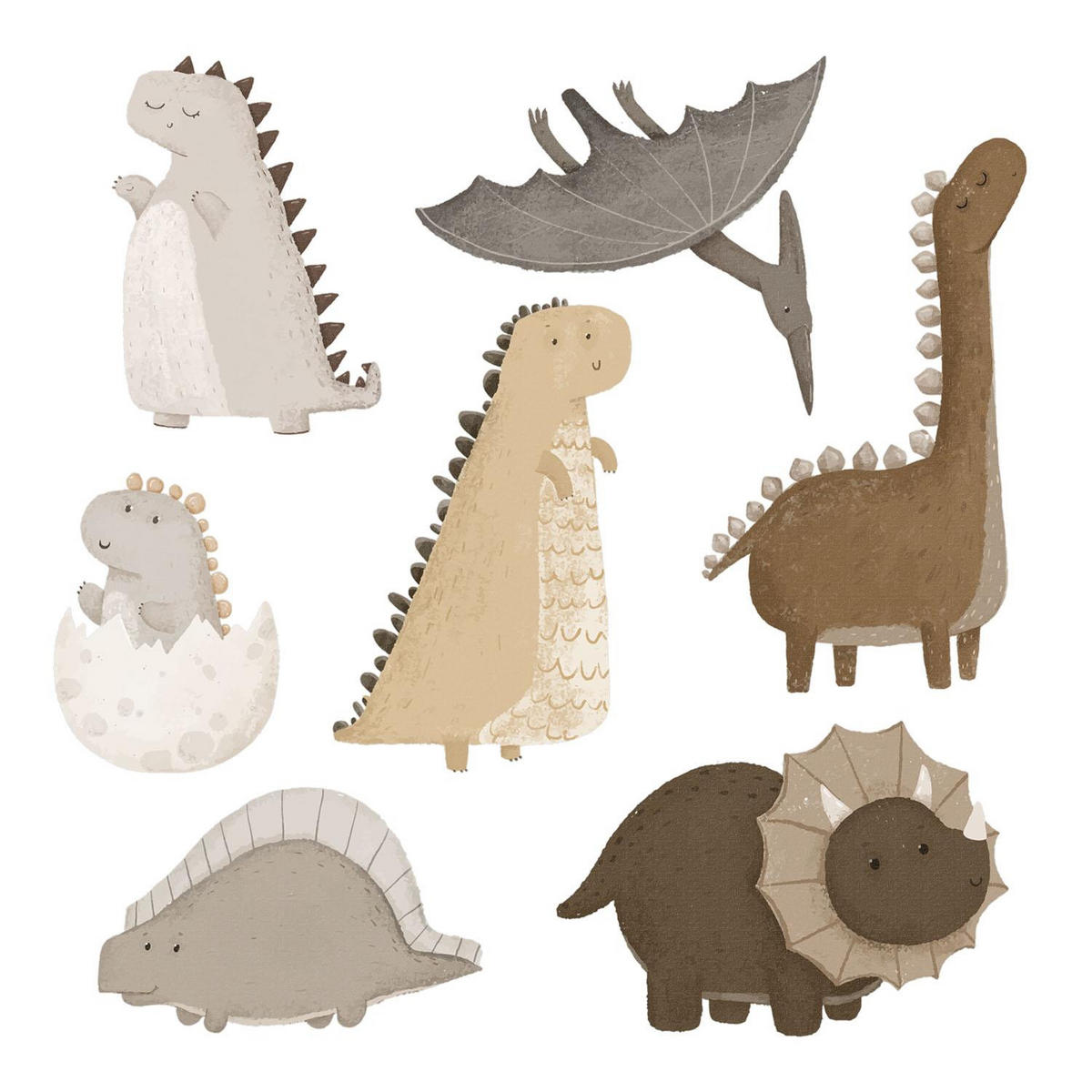 AUFKLEBER 60x91 cm Pastell-Dinosaurier - Braun, Kunststoff (60/91/0.1cm) - TULUP