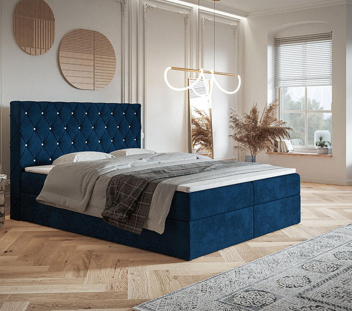 BETT Blau FOX 4 Kontinentalbett 180x200 cm - Blau, Textil (180/200cm) - Sepro Meble