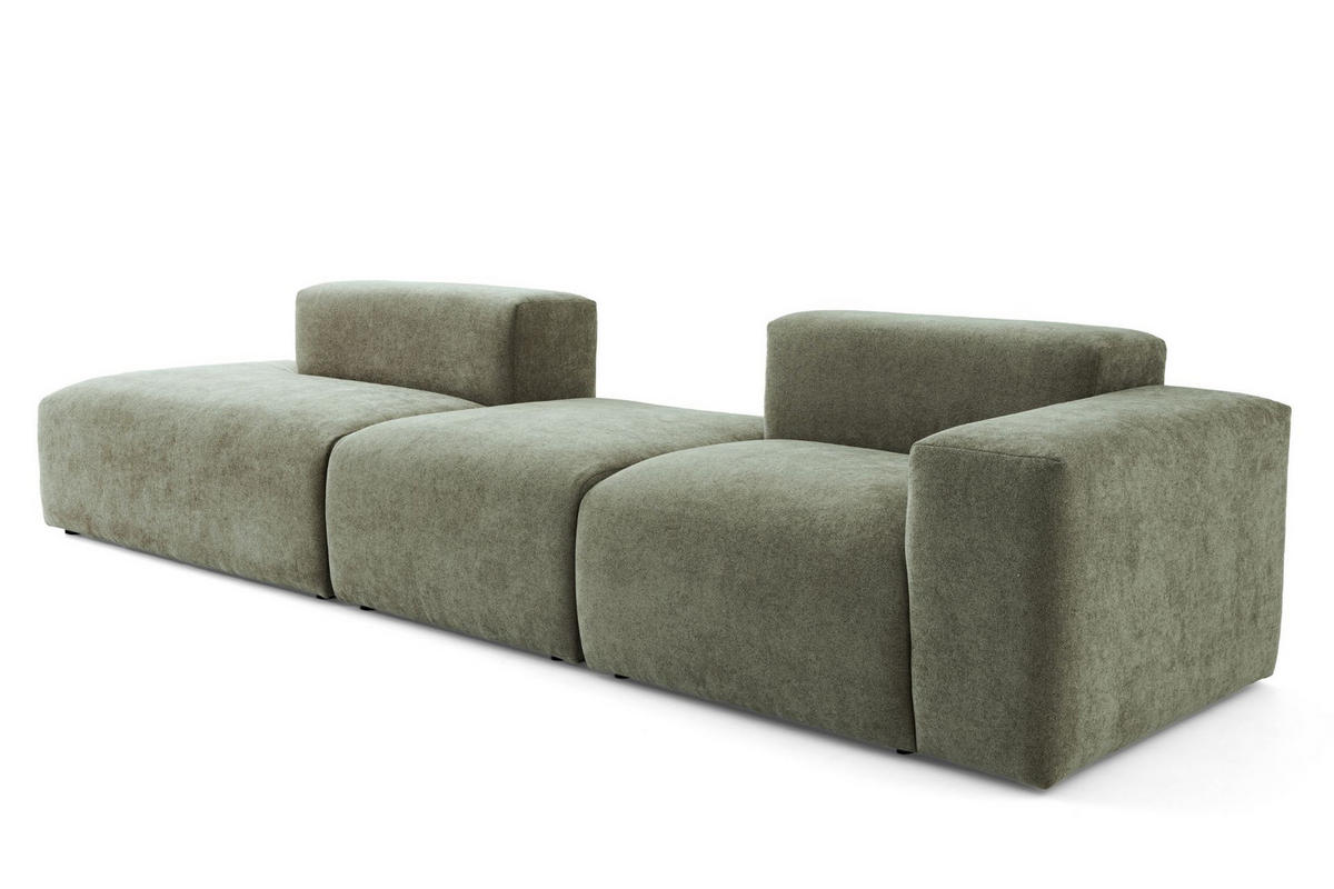 4-SITZER modulares Sofa HEAVEN SET 4 Links, Breite 335 cm Webstoff Grün - Schwarz/Grün, Holz/Kunststoff (335/71/102cm) - Muffo