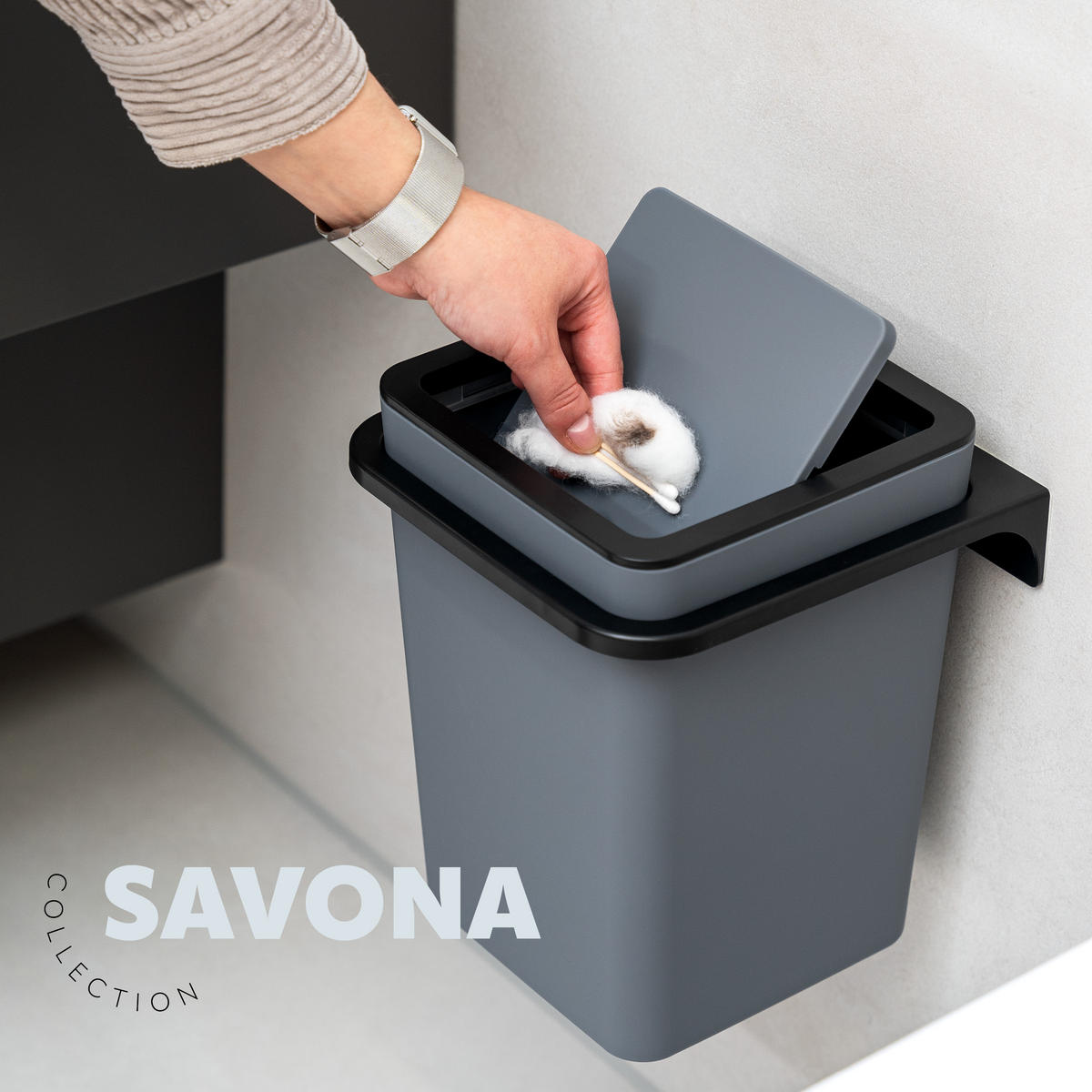 WANDHALTERUNG SAVONA, schwarz - Schwarz, Kunststoff (21/4.5/21cm) - bremermann