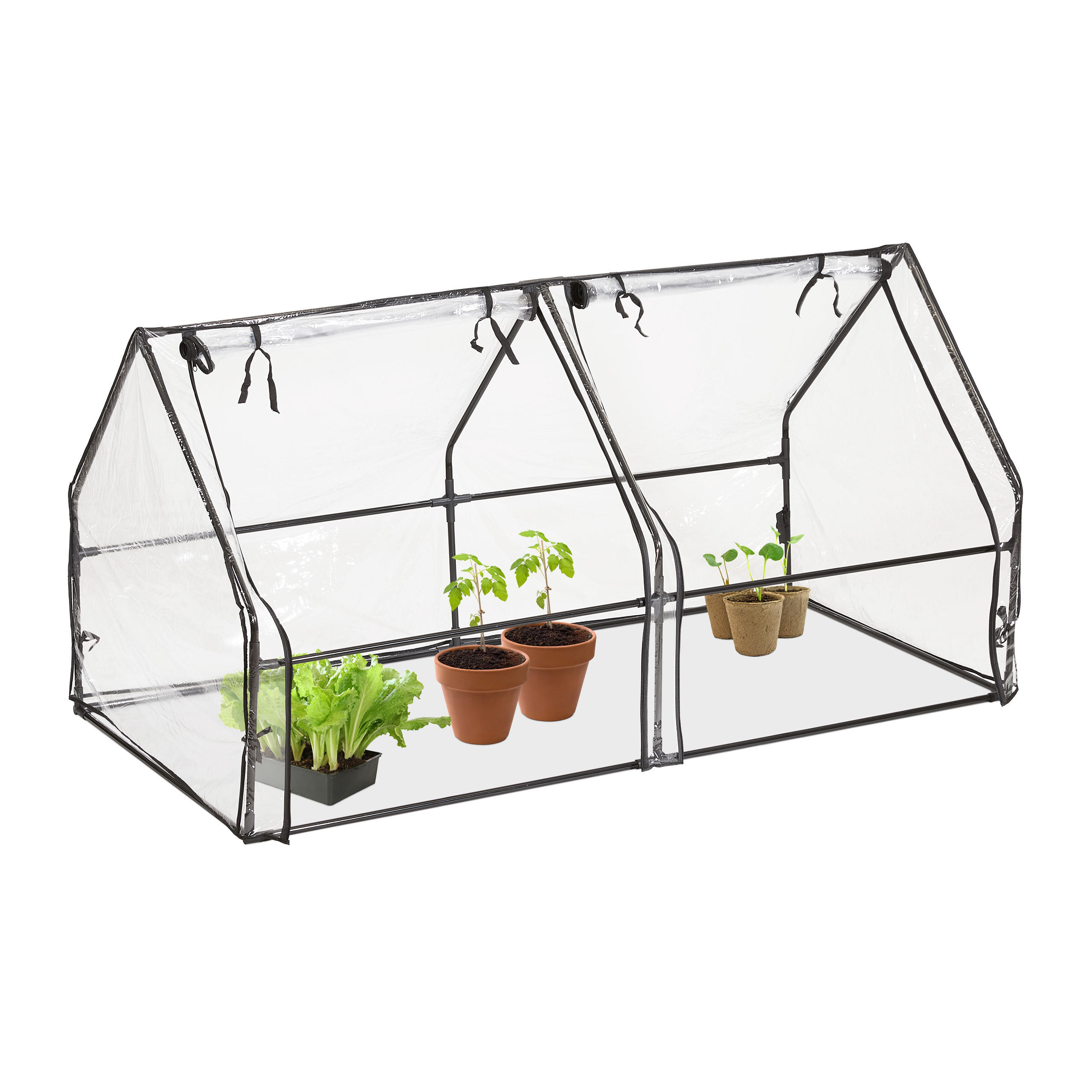 Relaxdays PAŘENIŠTĚ Transparentní Černá PVC Železo 2 dveře 180 cm
