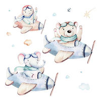 WANDAUFKLEBER 80x123cm - Teddybär-Elefantenjunge - Multicolor, Kunststoff (80/123/0.1cm) - Wallfluent