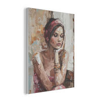 AKUSTIKPANEEL Frau - Porträt - Modern 60x80 cm - Altrosa, Textil (60/0.9/80cm) - MuchoWow