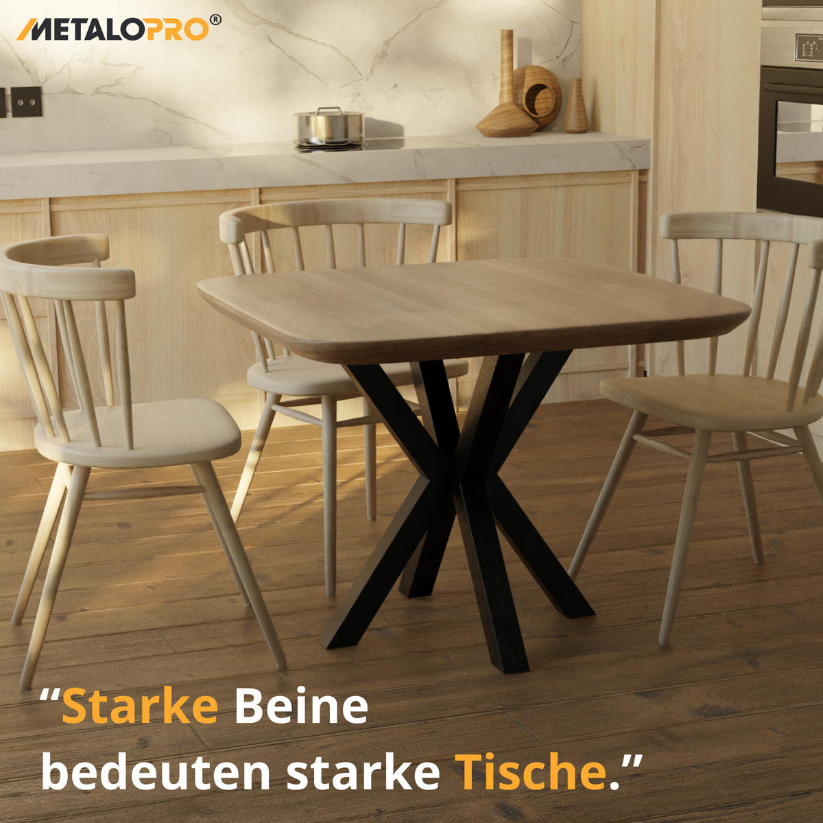 TISCHBEINE Acamar Metall Schwarz 70/70/72 cm - Schwarz, Metall (70/72/70cm) - Metalo Pro