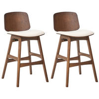 BARSTUHL 2er-Set Holz Braun/Hellbeige Charleston - Beige, Textil (47/92/50cm) - Beliani