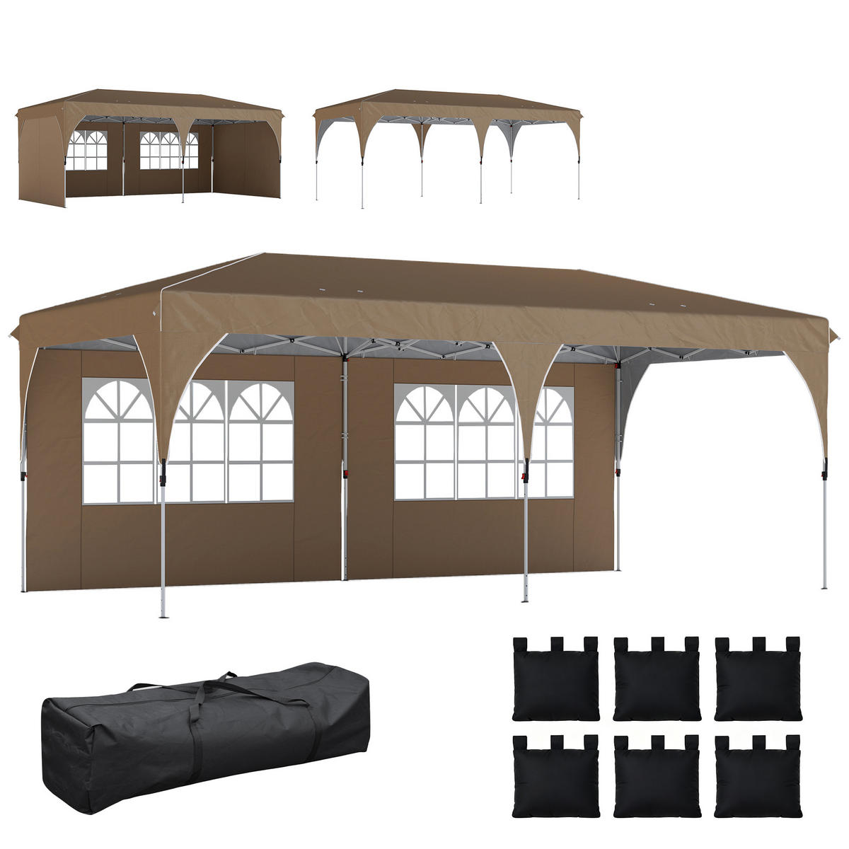 PAVILLON, UPF 50+, zentralem Verriegelungssystem, wasserdicht, 6x3m,beige - Beige, Metall (300/275/595cm) - Vallsero