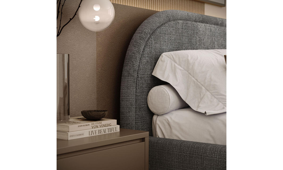 POLSTERBETT OLIVIA 140x200 cm Crem 96 34 Holzlatten - Grau, Textil (140/200cm) - Lookway
