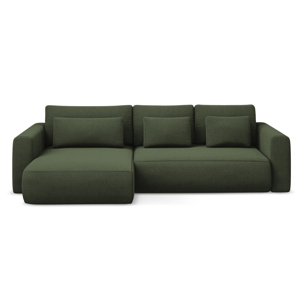 ECKSOFA mit Schlaffunktion Strukturstoff Stoff Grün - Schwarz/Olivgrün, Kunststoff/Textil (149/278cm) - LaMiaSofa