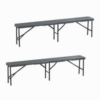 2XBIERBANK - Grau, Kunststoff/Metall - Relaxdays