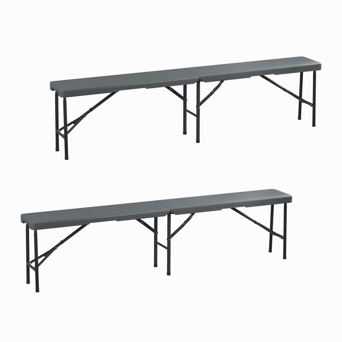 2XBIERBANK - Grau, Kunststoff/Metall - Relaxdays