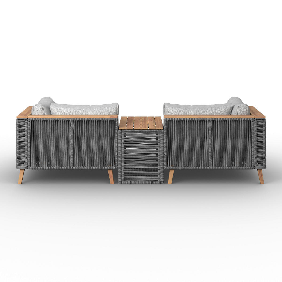LOUNGEGARNITUR Marilou Grau Outdoorgewebe/Kunststoff/Holz - Grau, Holz
